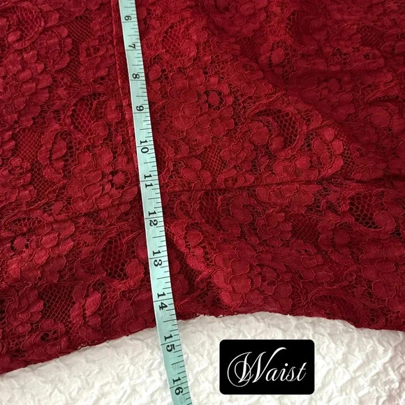 TALBOTS Romantic Red Lace Dress Half Sleeve Midi A Line Classic Lined Sz 2/4 - Picture 11 of 13